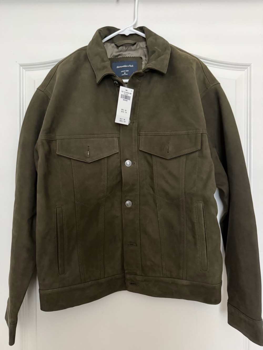 Abercrombie & Fitch Olive Suede Trucker Jacket - Men